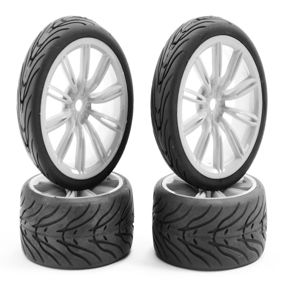 fastrax 1/10th scale street wheel & tyre 20 spoke white (4)