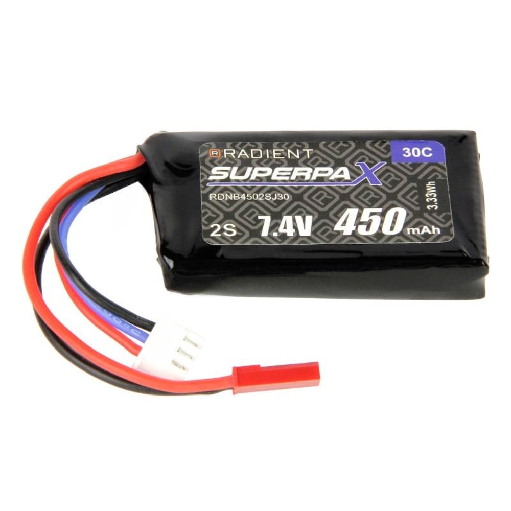 radient 450mah 7.4v 30c lipo battery pack jst connector