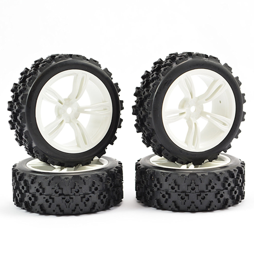 fastrax 1/10th scale touring wheel & rally block tyre 5 spoke white (4) 