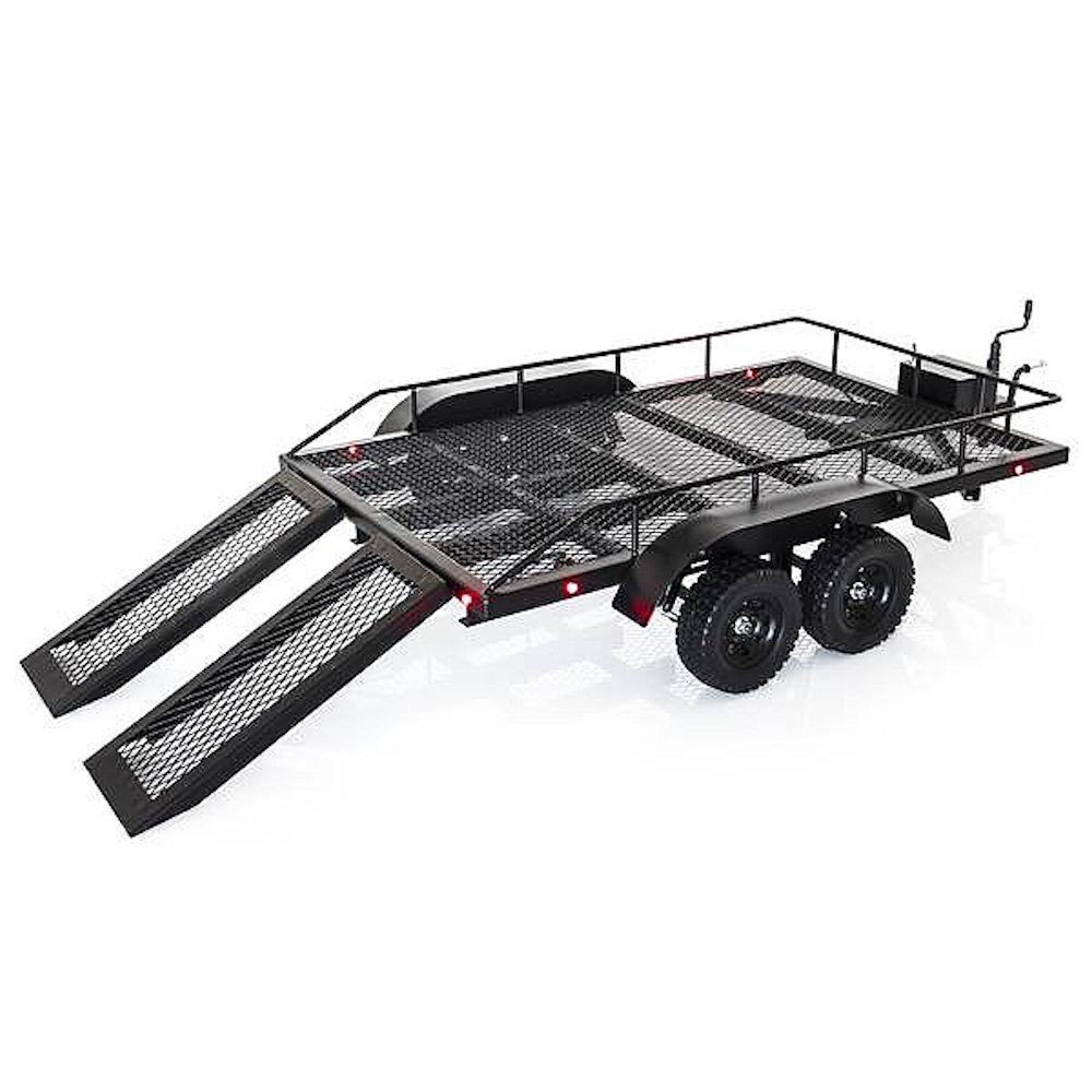 fastrax scale dual axle truck car trailer with ramps & led's