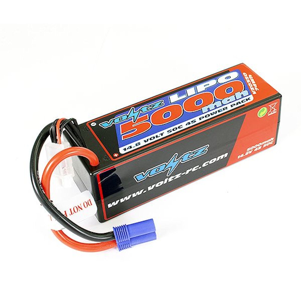 voltz 5000mah 14.8v 50c ec5 hardcase lipo battery pack