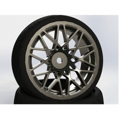 fastrax 1/10th scale street wheel & tyre star spoke gun metal (4)
